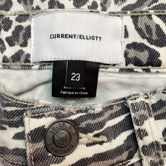 Current/Elliott Leopard Zebra Print Womens 23  Skinny Jeans Distressed Denim - Picture 9 of 11